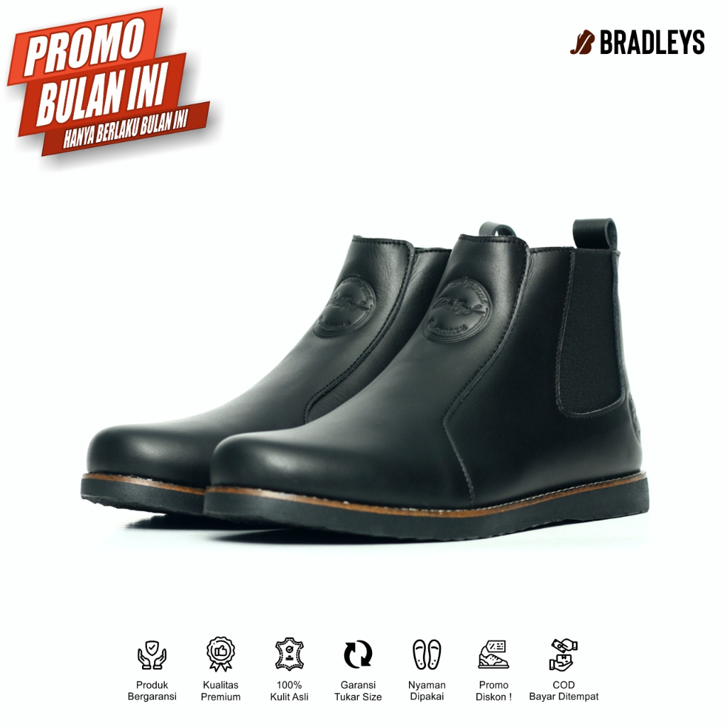 Jual Bradleys Elagos Black Sepatu Chelsea Boot Slip On Pria Bahan