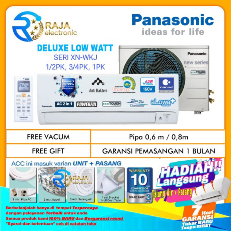 Jual AC PANASONIC DELUXE LOW WATT 1 2 PK 1 PK Seri XN WKJ R32 SI BIRU