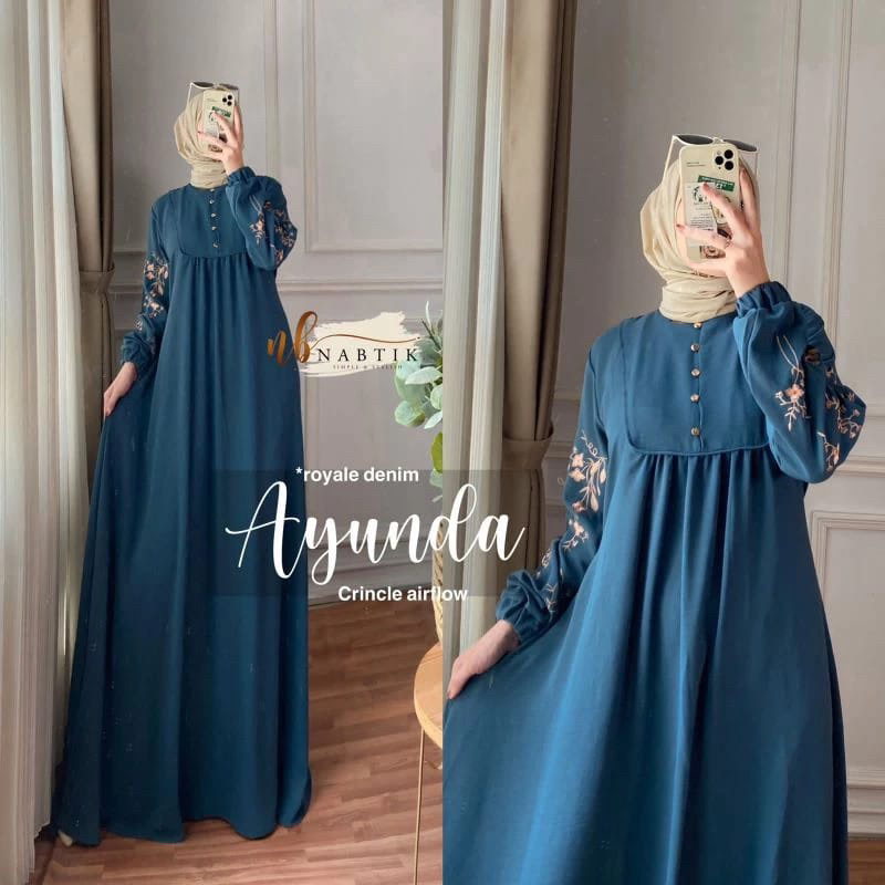 Jual Ayunda Dress L Ld Xxl Ld Jumbo Maxy Bordir Cringkel