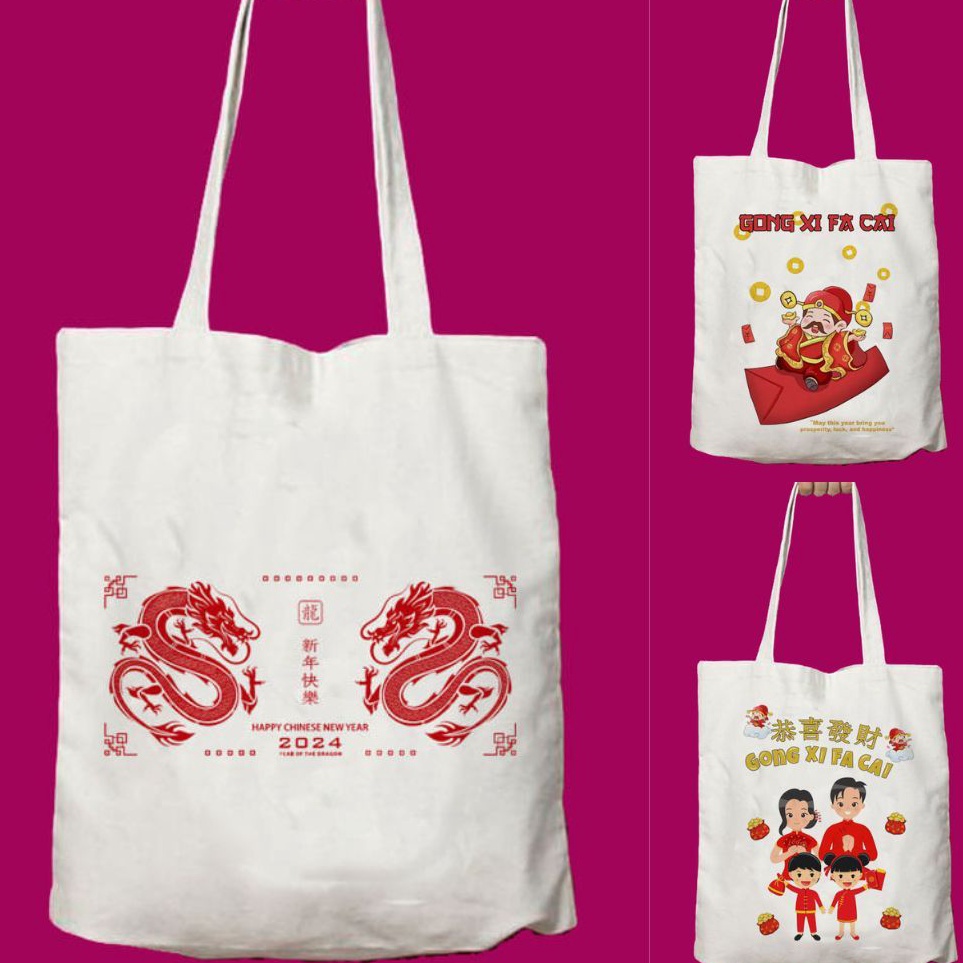 Jual Model Limited Totebag Tote Bag Imlek Sincia Shio Naga Dragon