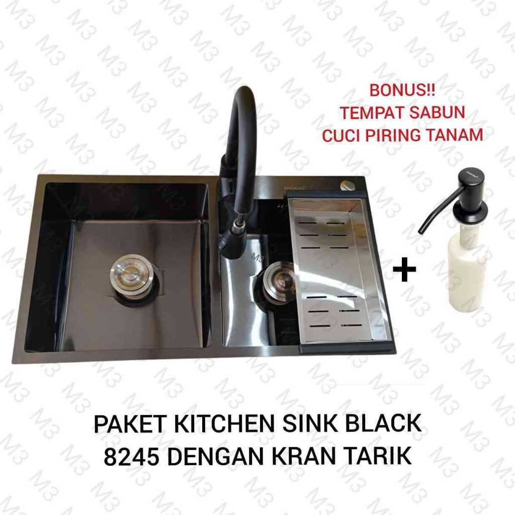 Jual Paket Kitchen Sink Stainless Steel Kingjohle Black Kran