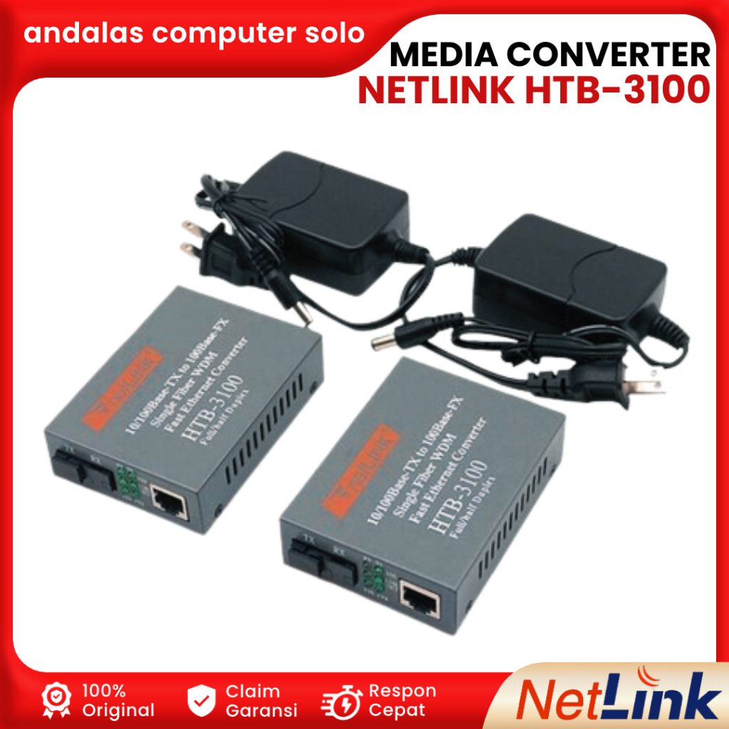 Jual Fiber Optical Media Lan Converter Extender Netlink A B Htb