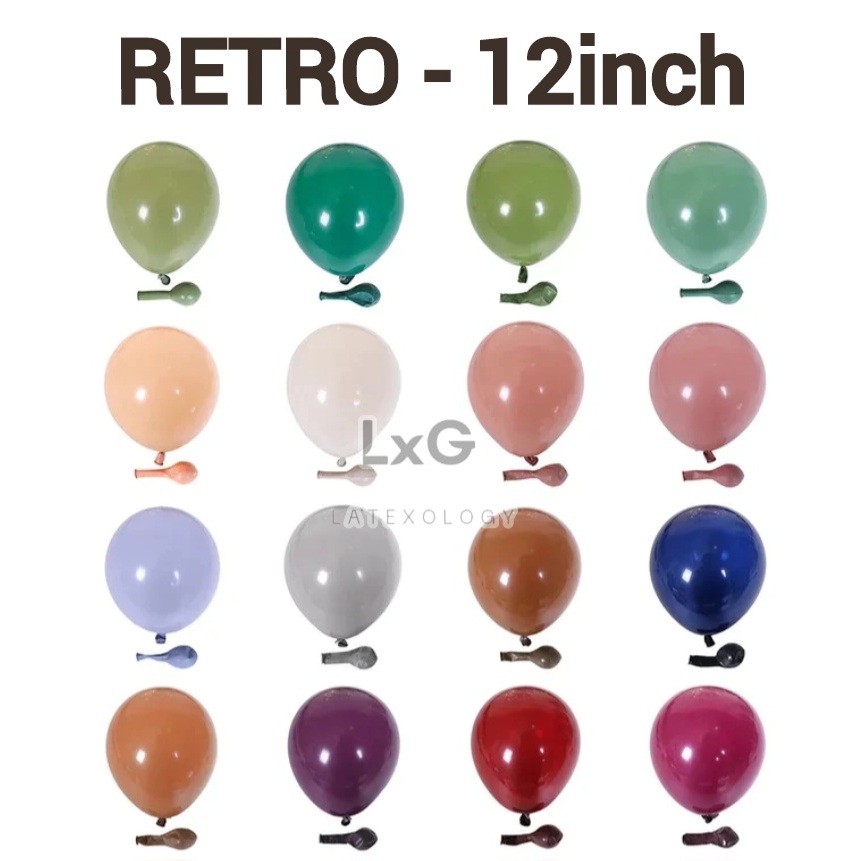 Jual Balon Retro 12 Inch Latex Doff Tebal 2 8g Ecer Satuan Shopee