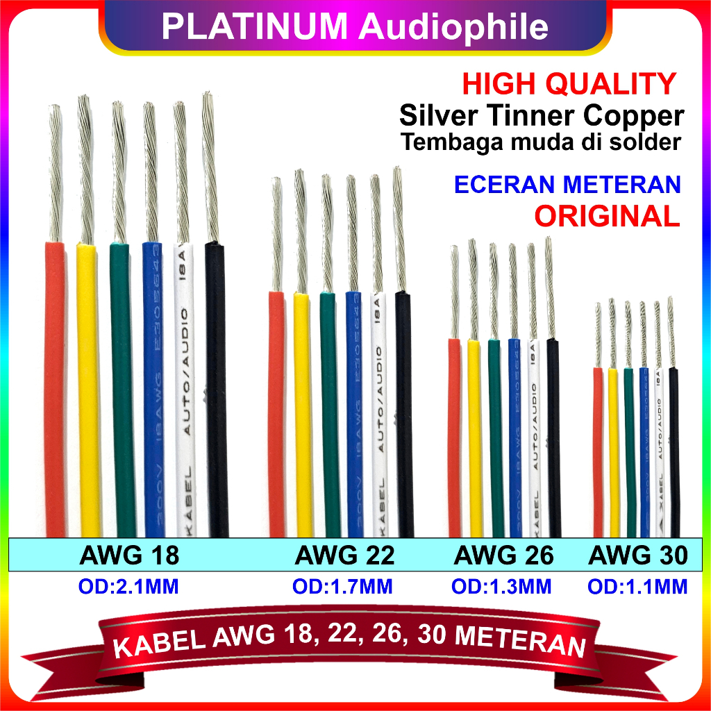 Jual Kabel Awg Cable Serabut Silver Tinned Cu Meteran