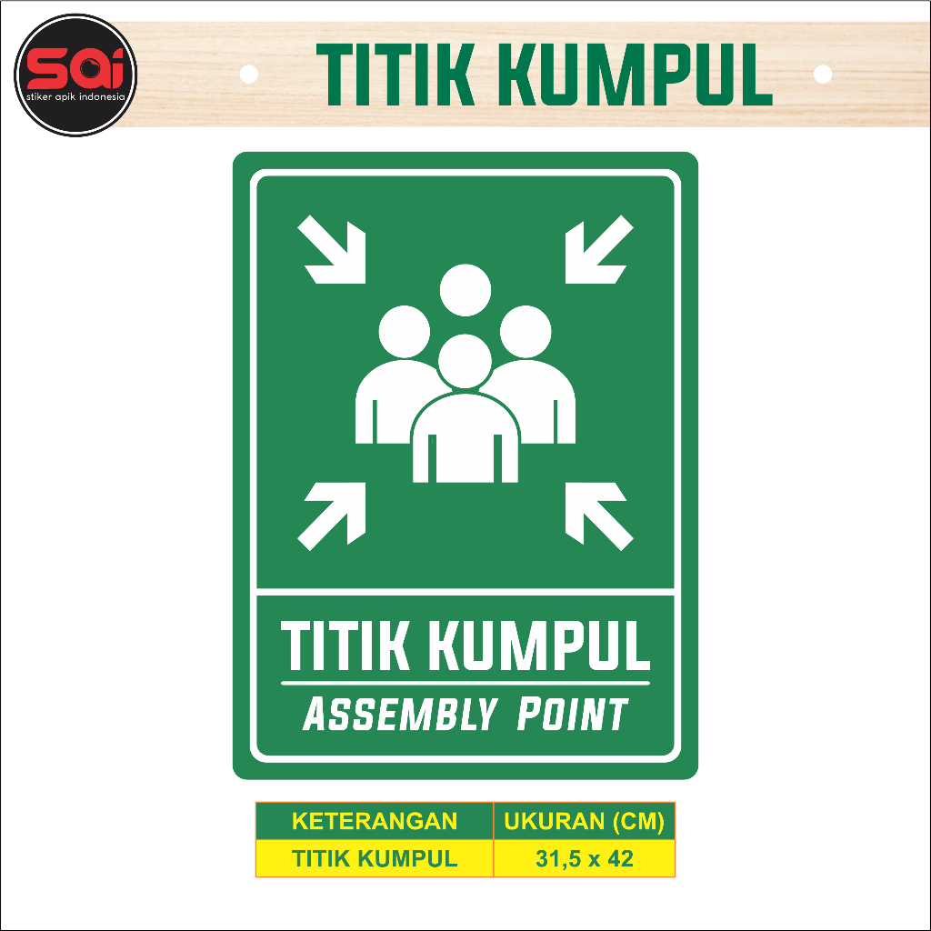 Jual Stiker Vinyl Titik Kumpul Assembly Point Laminasi Glossy Shopee