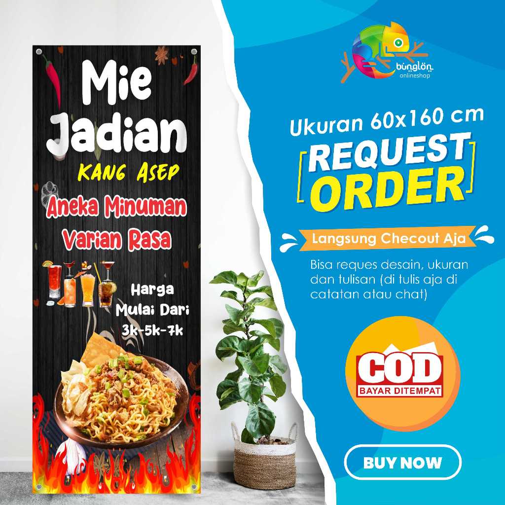 Jual Spanduk Banner X Mie Jadian Custom Desain Shopee Indonesia