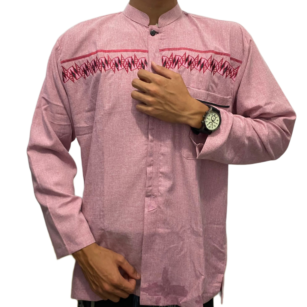 Jual Baju Koko Bordir Lengan Panjang Katun Madina Shopee Indonesia