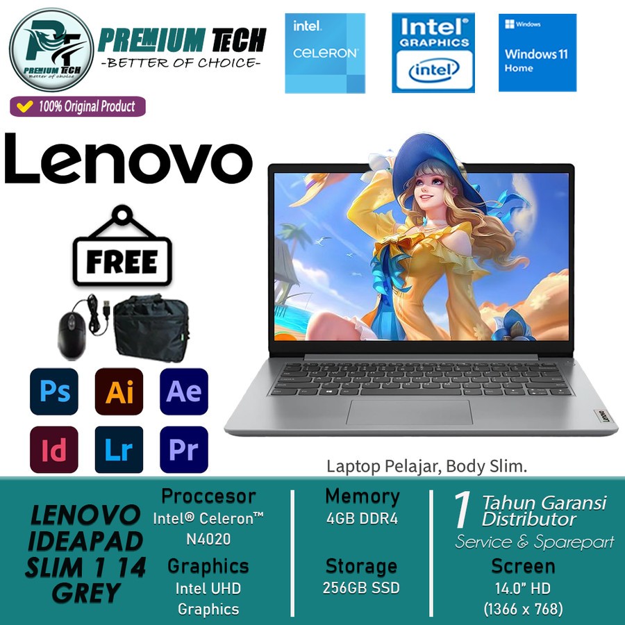 Jual Laptop Murah Lenovo Ideapad Slim Intel N Ram Gb Ssd