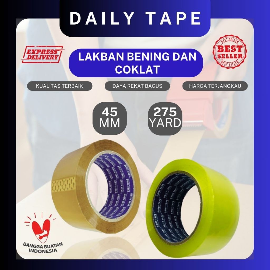 Jual Lakban Bening Coklat 45mm X 275 Yard 48 Micron Daily Tape