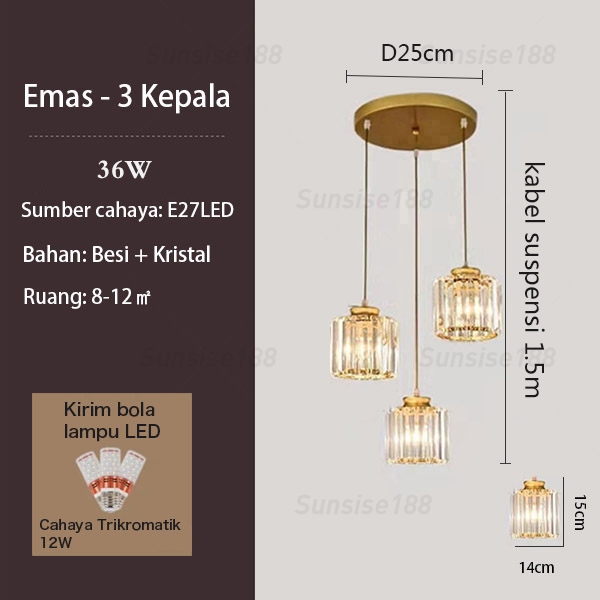 Jual Satu Tahun JaminanRuang Tamu LED Revolving Lampu Gantung Kristal