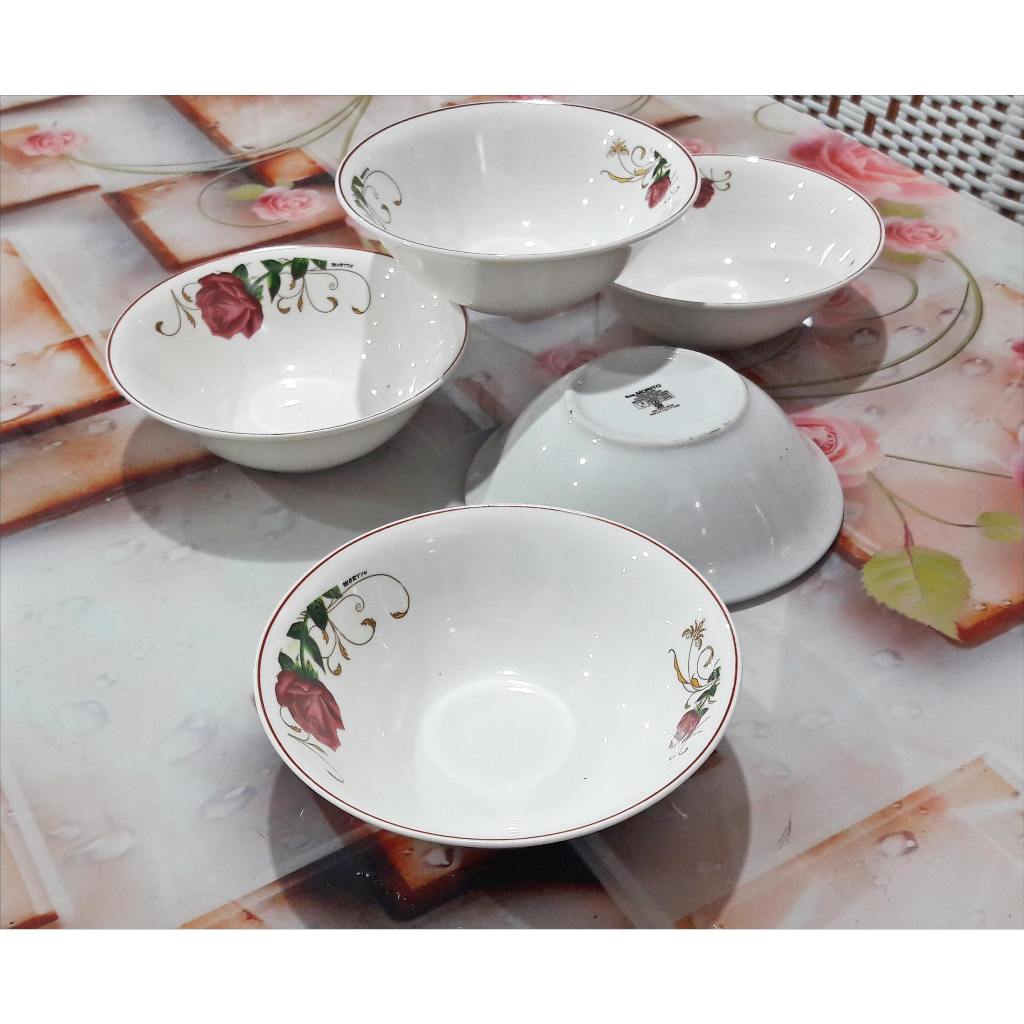 Jual Mangkok Keramik Putih Rose Merah Porcelain Bowl Uk Cm Per Pcs