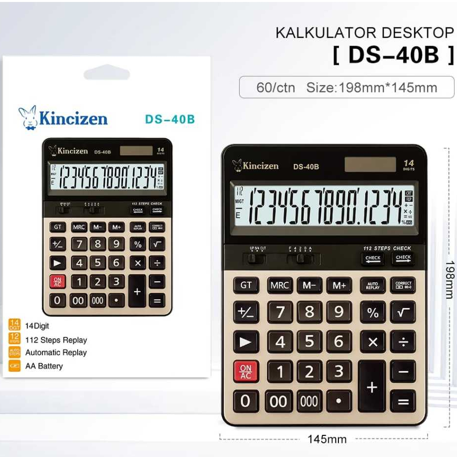 Jual CALCULATOR Baterai AA Mudah 14 Digit Cek Ulang Dengan KUALITAS DS