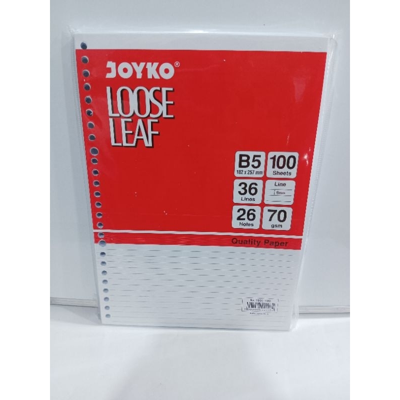 Jual Kertas Binder Loose Leaf Merek Joyko Ukuran B5 A5 Isi 100lembar