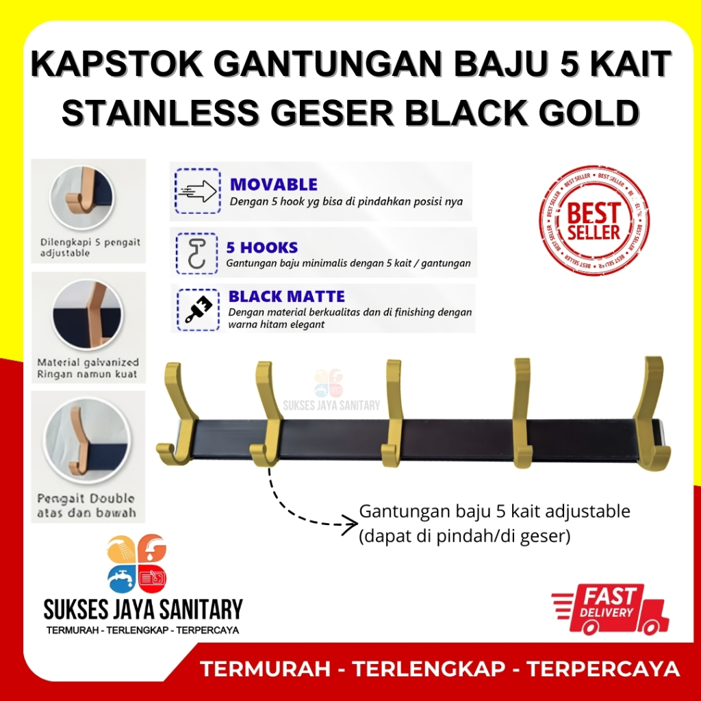 Jual Kapstok Hanger Gantungan Baju Kait Cantelan Baju Kapstok Geser