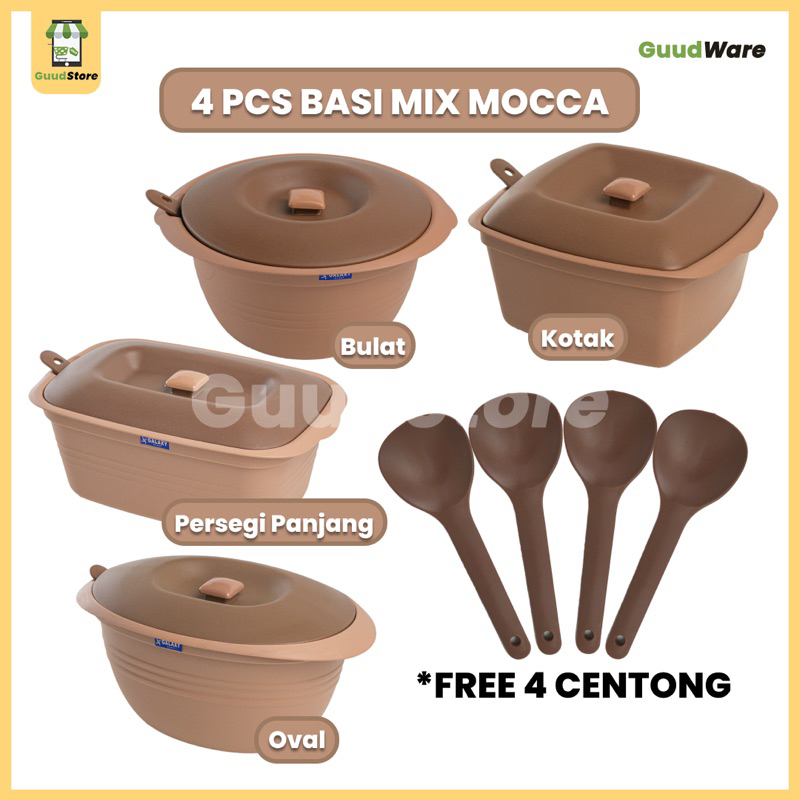 Jual 1 SET 4 PCS PAKET MIX WADAH SAJI PRASMANAN SET GALAXY MOCCA