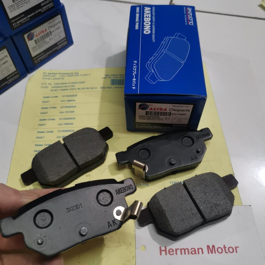 Jual Kampas Rem Brake Pad Belakang Akebono Yaris S Trd Sportivo Vios