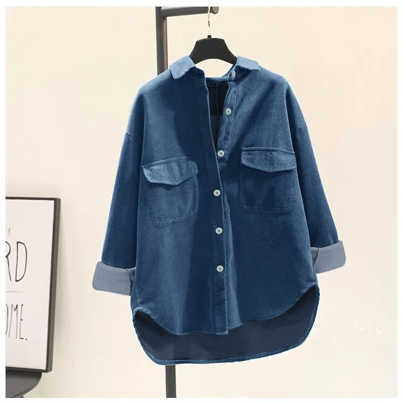 Jual Corduroy Shirt Kemeja Lengan Panjang Wanita Retro Korean Style