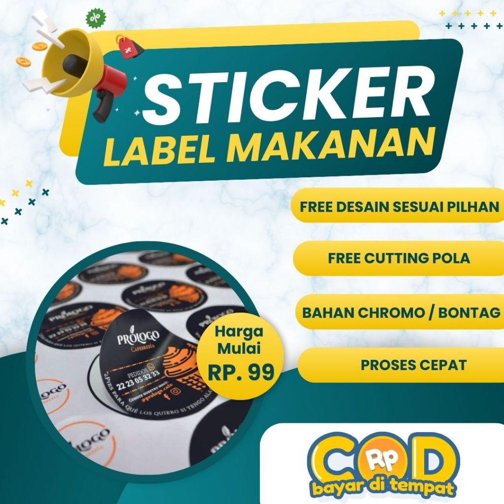 Jual Cetak Stiker Logo Label Makanan Minuman Bahan Sticker Bontag