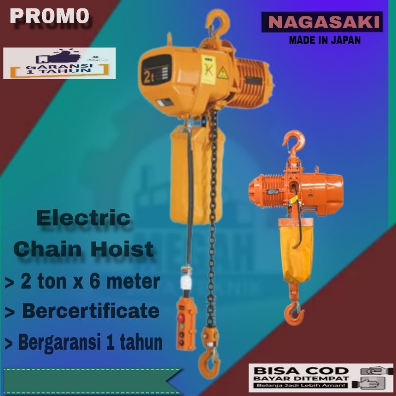 Jual Chain Hoist Electric Ton X Meter Vol Phase Nagasaki Japan