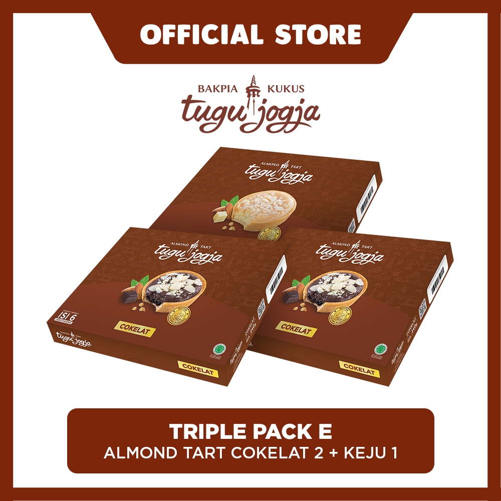 Jual Triple Pack E Almond Tart Tugu Jogja 2 Cokelat 1 Keju