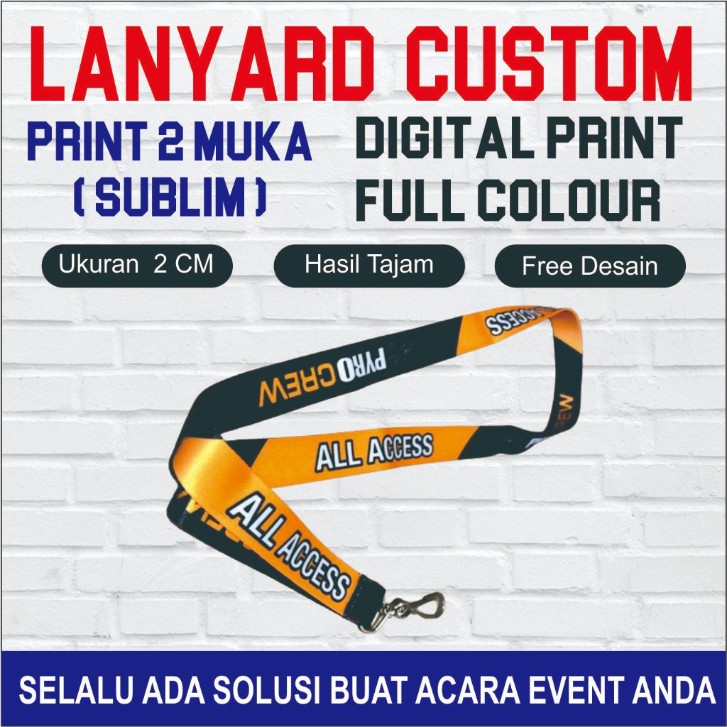 Jual Tali Lanyard Print Sublim Cetak Tali Lanyard Full Print Custom