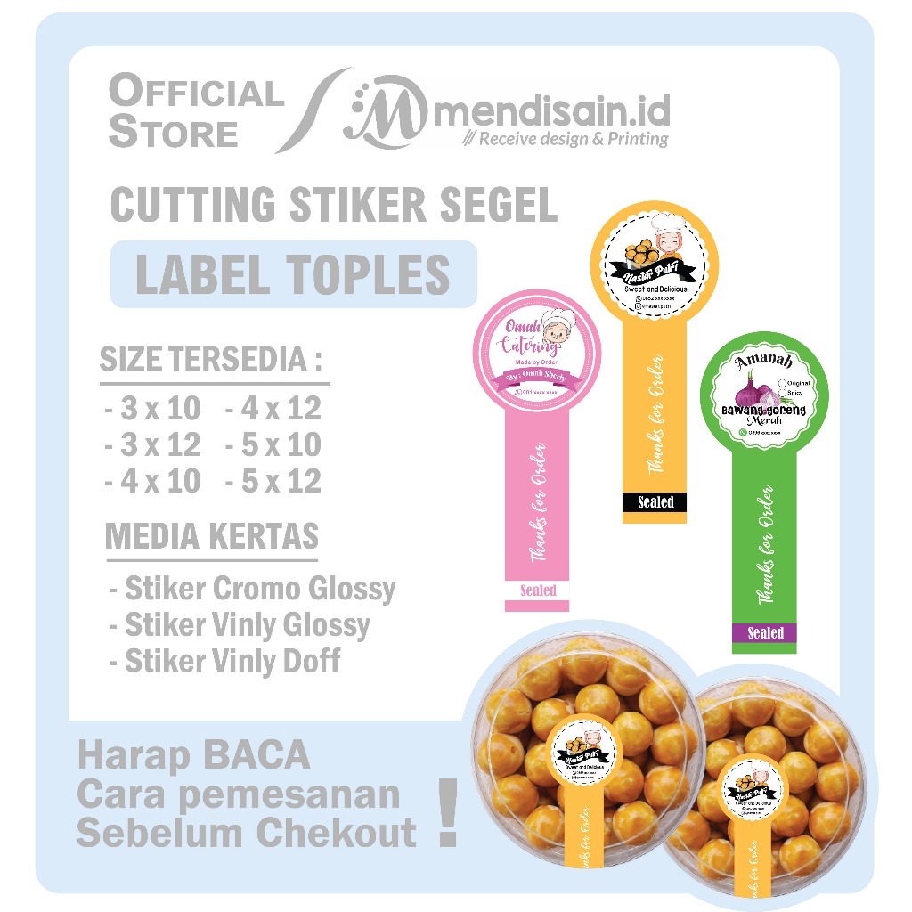 Jual Stiker Segel Toples Stiker Segel Kemasan Stiker Toples Kue