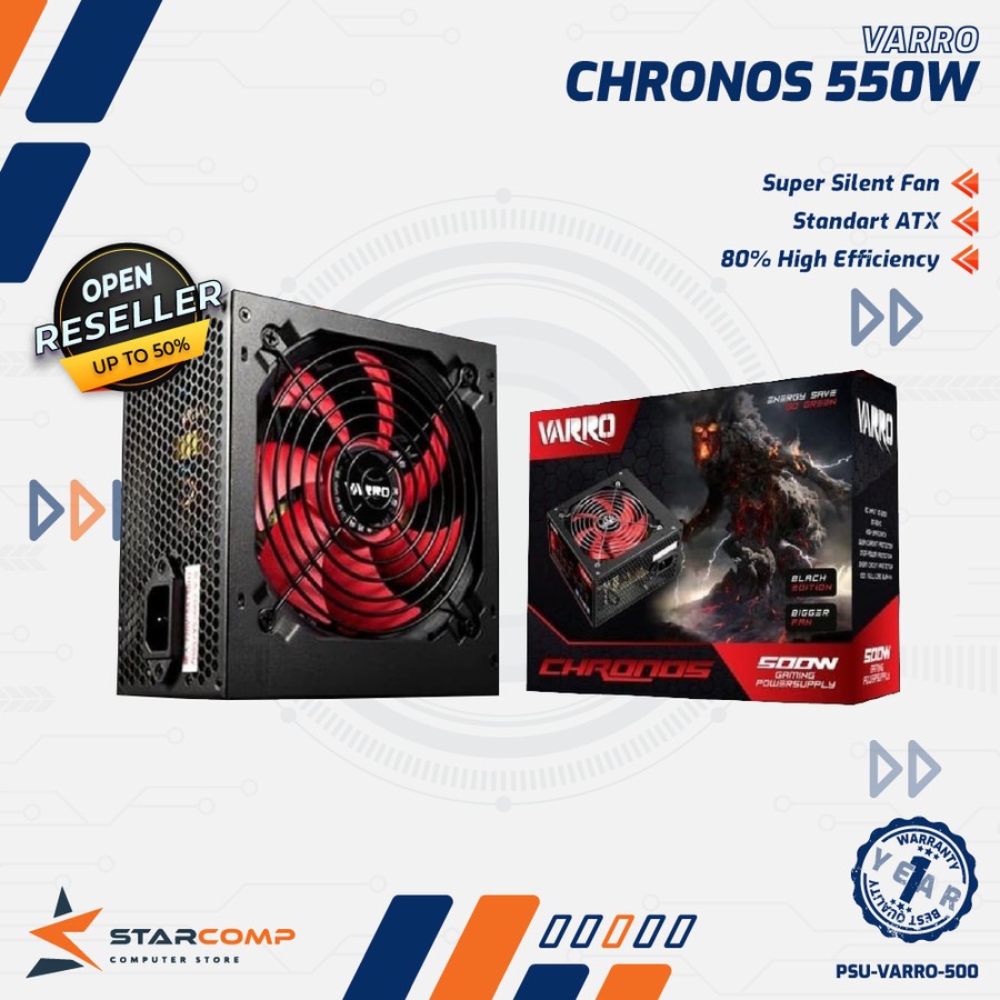 Jual PSU VARRO CHRONOS 500W 12CM 500watt Power Supply Gaming Shopee