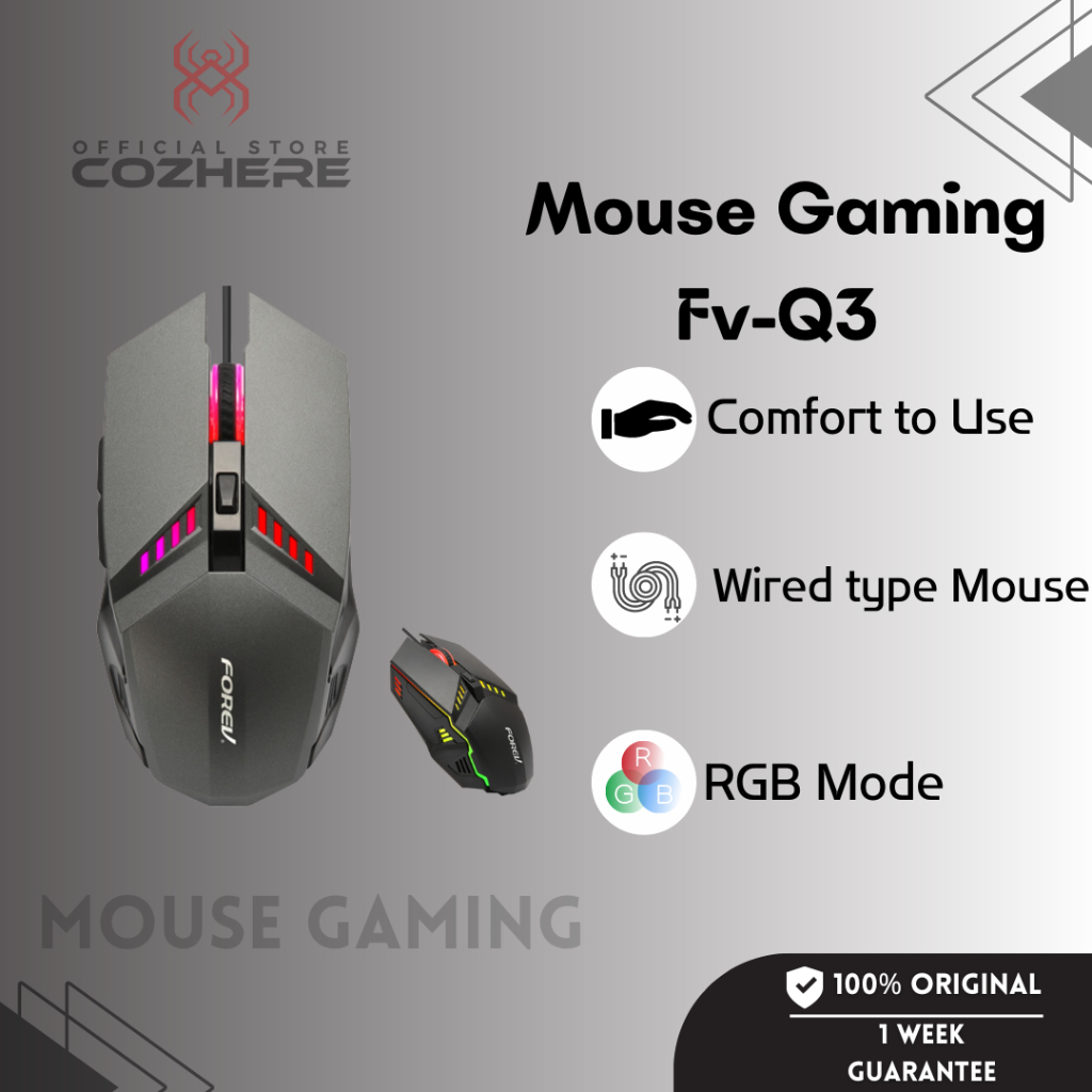 Jual Mouse Gaming Wired Optical Mouse Led Forev Fv Q Color Lights