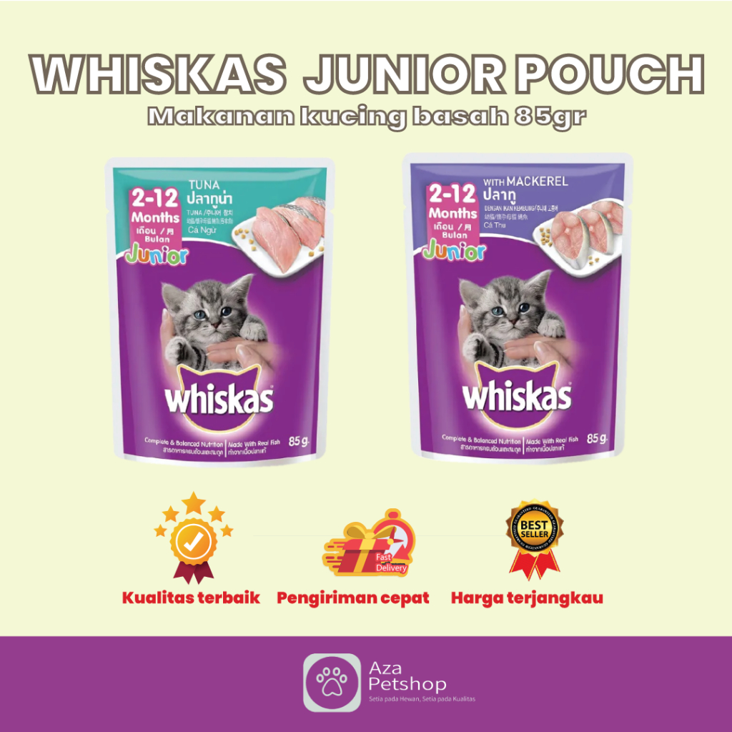 Jual Whiskas Junior Pouch Gr Tuna Dan Mackerel Wiskash Makanan