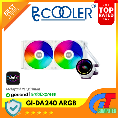 Jual PCCOOLER GI DA240 ARGB White Black AIO Liquid Cooler Water