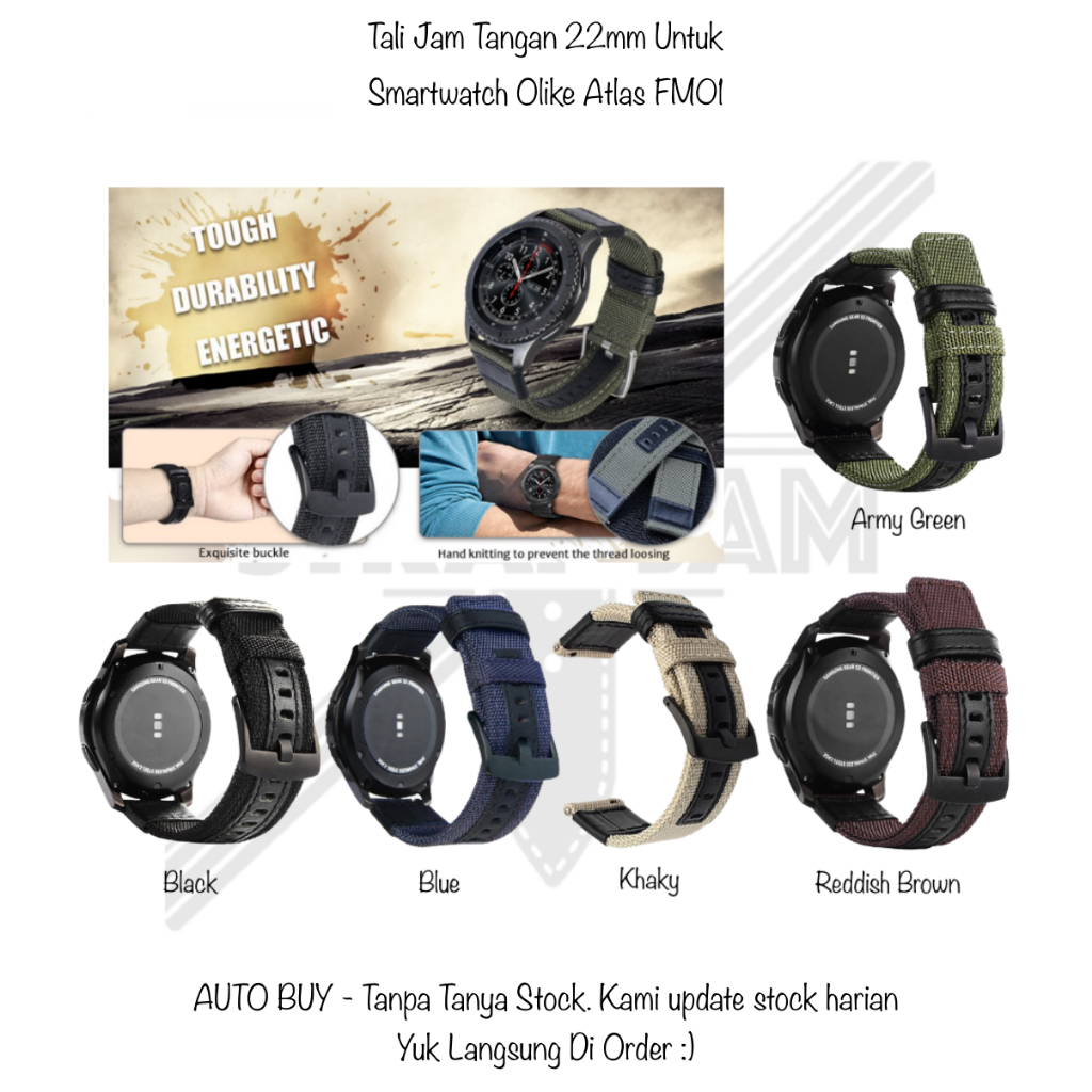 Jual Woven Strap Mm Smartwatch Olike Atlas Fm Bahan Nylon Tebal