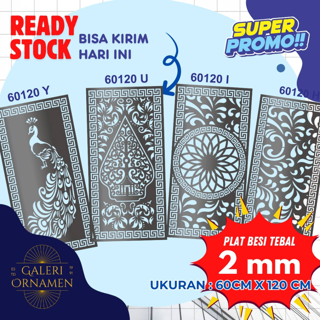 Jual Plat Laser Cutting Ornamen Pagar X Ready Stock Tebal Mm