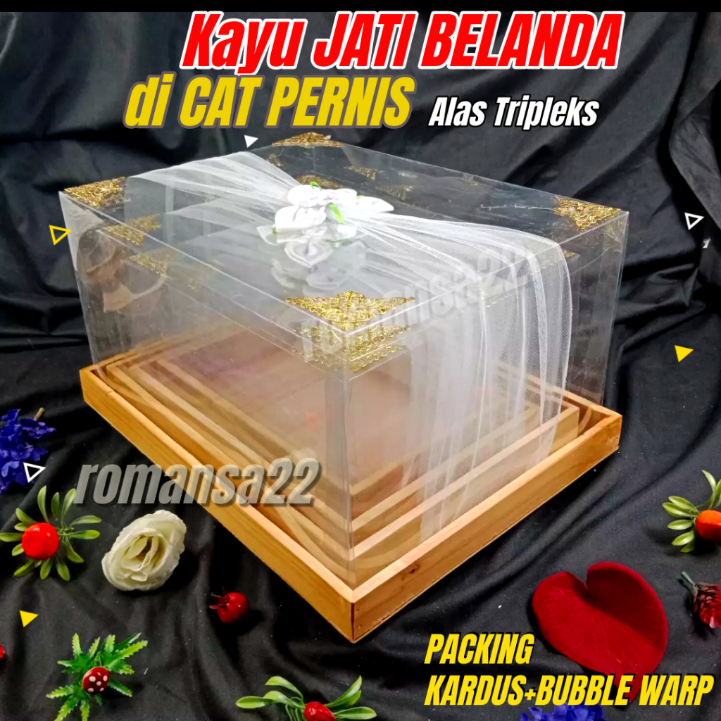 Jual Ready Kotak Hantaran Seserahan Kayu Isi Box Tutup Mika Hias