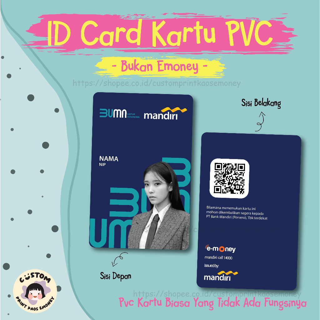 Jual Custom Kartu Bahan Pvc Id Card Bank Mandiri Bumn Terbaru Kartu