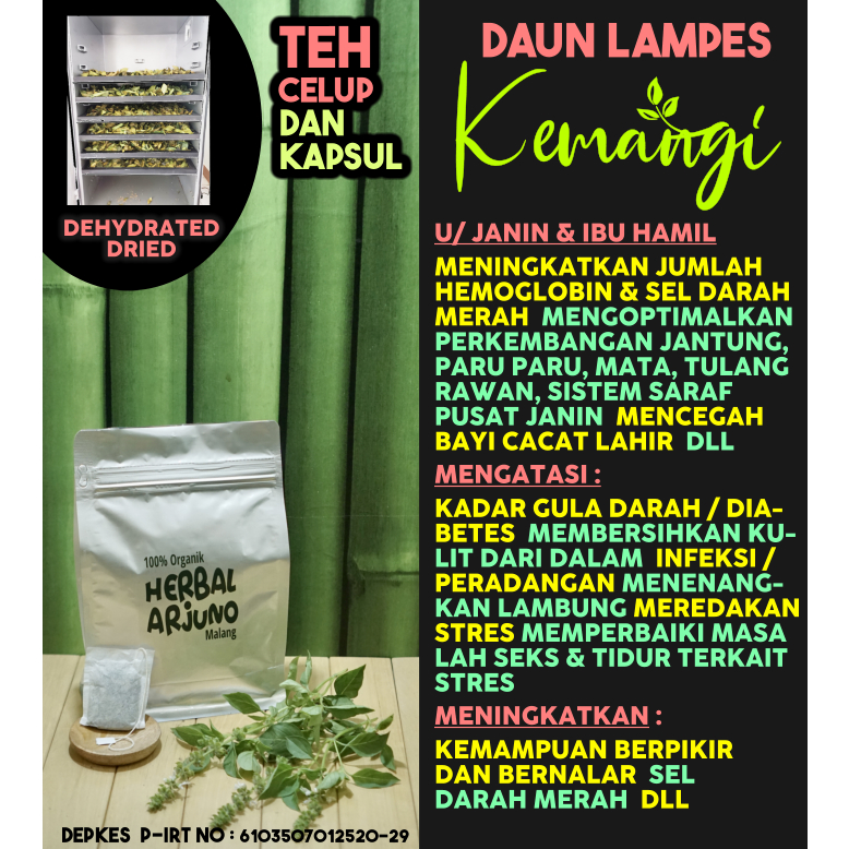 Jual Dehydrated Dried Teh Celup Kapsul Daun Kemangi Obat Diabetes