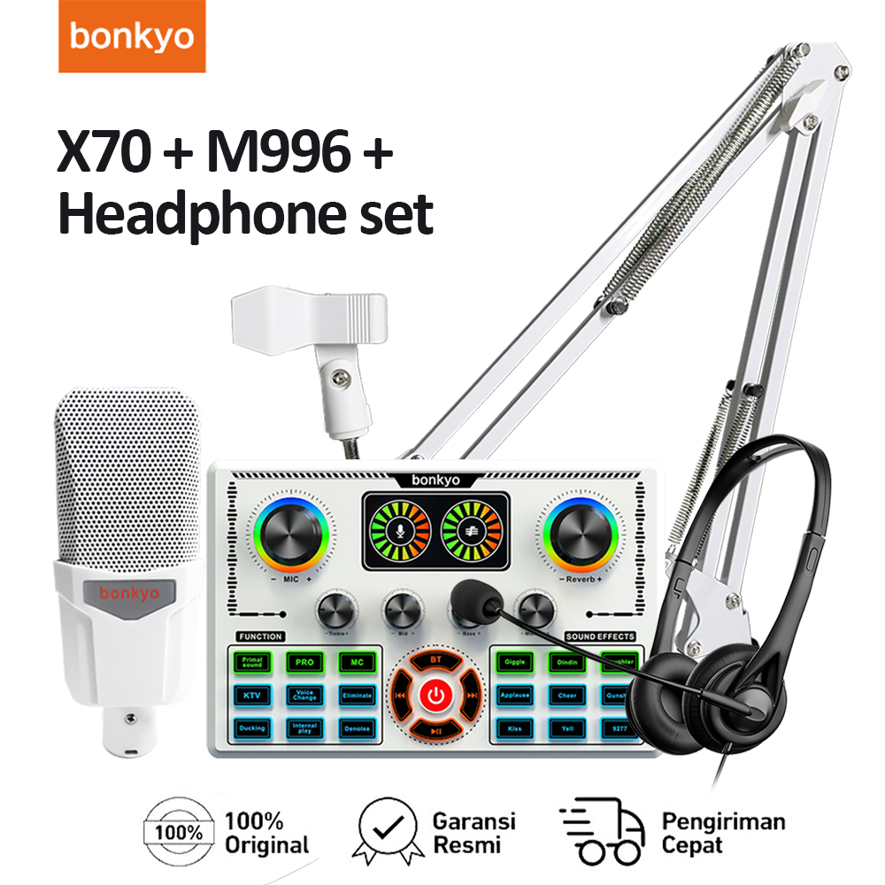 Jual Bonkyo X70 Sound Card M996 Large Stand Microphone Set Peralatan