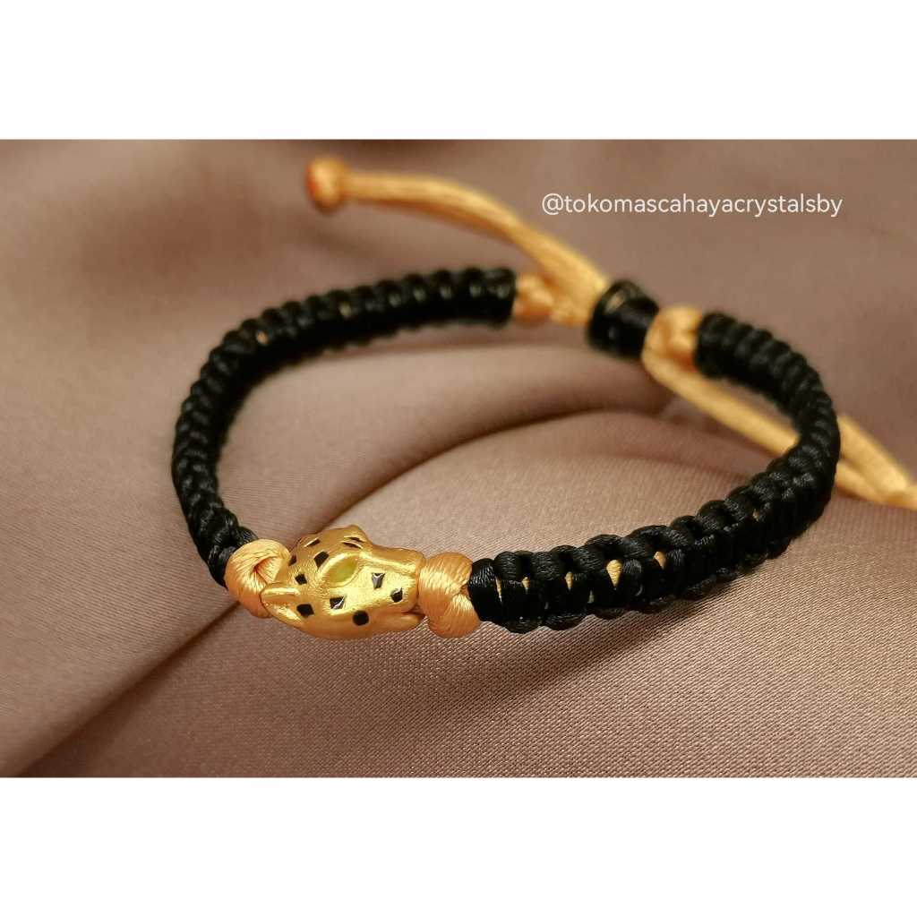 Jual Gelang Tali Emas Charm Panthere Jaguar Macan Emas Asli 24k HK