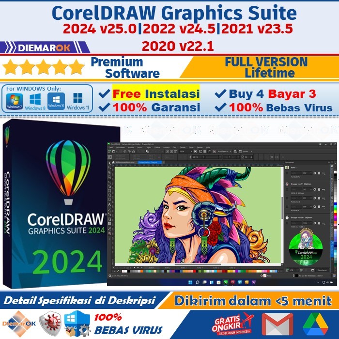 Jual Corel Draw CorelDRAW Graphics Suite 2024 2022 2021 Full Version