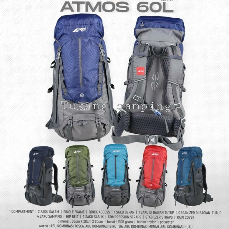 Jual DISKON Tas Gunung Keril Carrier Rei Atmos 60 Liter Arei Atmos 60