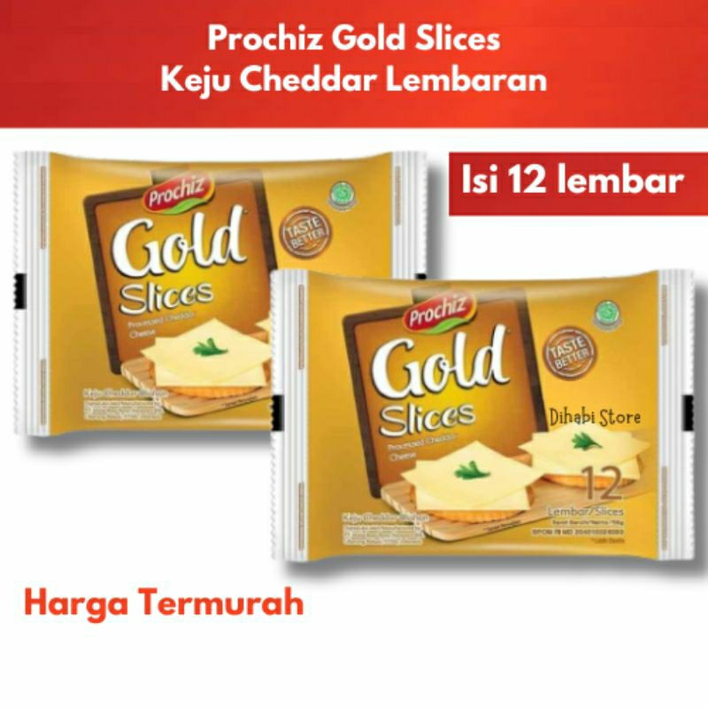 Jual Prochiz Gold Slice Keju Cheddar Lembaran Isi 12 Slice Lembar