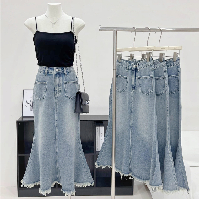 Jual Rok Jeans Wanita Rok Korean Style Rok Jeans Panjang Rok Jeans