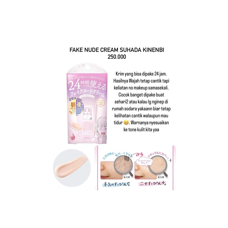 Jual FAKE NUDE CREAM 24 HOURS SUHADA KINENBI Shopee Indonesia
