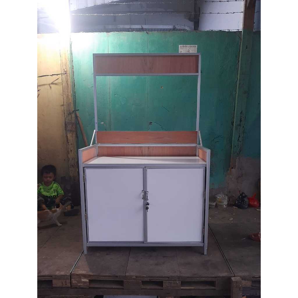 Jual Gerobak Lipat Atap Pintu Booth Portable Meja Alumunium