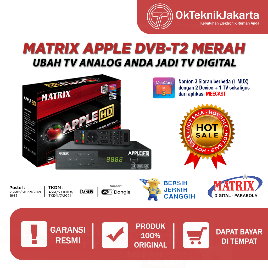 Jual BISA COD SET TOP BOX TV DIGITAL MATRIX DVB T2 APPLE HD EWS SET