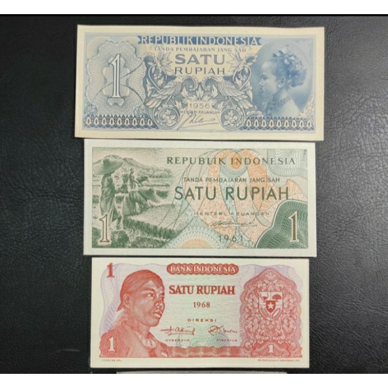 Jual ART U7W SET 3 LEMBAR UANG KUNO 1 RUPIAH BEDA GENERASI GRESS