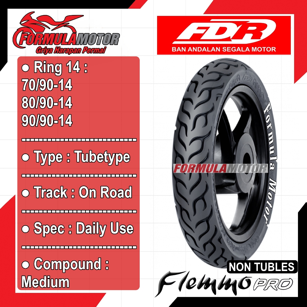 Jual FDR Flemmo Pro Ring 14 Tubetype All Size Ban Motor Matic NON