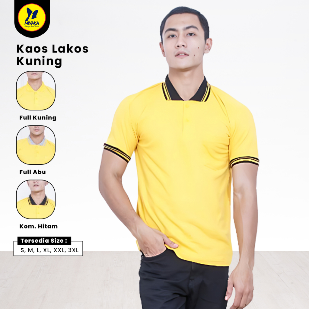 Jual Polo Shirt Pria Lengan Pendek Atasan Kaos Kerah Polos Bahan Lakos