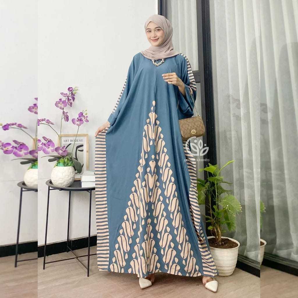 Jual Jogja Kaftan Wanita Jumbo Dress Kaftan Rayon Premium Motif