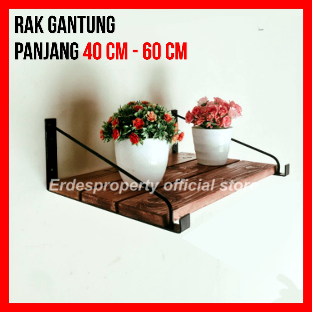 Jual Rak Hias Dinding Pot Bunga Rak Tanaman Hias Melayang Papan Kayu