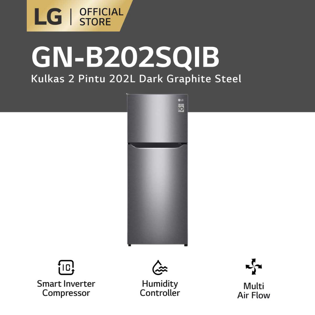 Jual LG Kulkas 2 Pintu Smart Inverter Kapasitas 202 Liter Dark Graphite